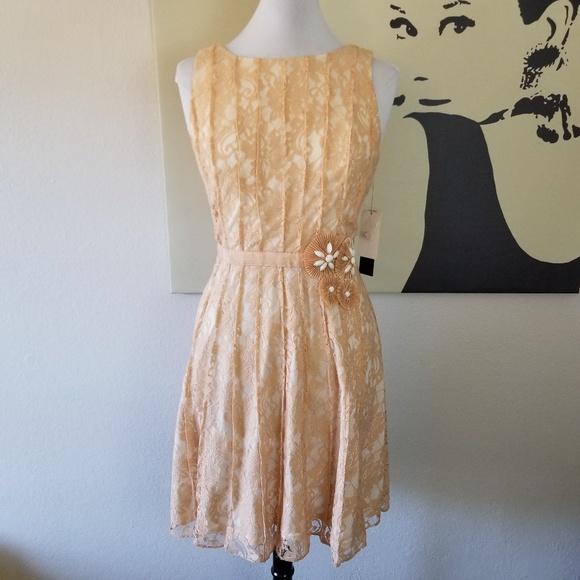 Miss Sixty Dresses & Skirts - 3/$25❣Miss Sixty Peach Lace Dress 10 (NWT)